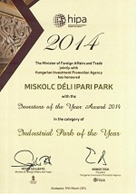 In 2014, the Miskolc Southern Industrial Park was awarded the “Investor-friendly Industrial Park of the Year” title